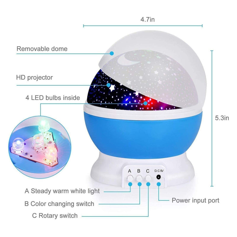 Lampara proyector de lunas y estrellas