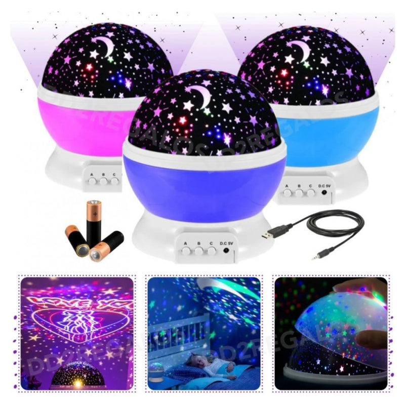 Lampara proyector de lunas y estrellas